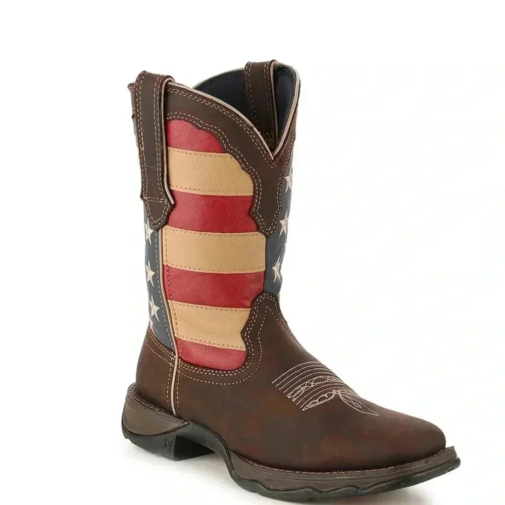 Ladies sz 8M Durango patriotic lady rebel red white blue flag boots - Picture 7 of 9